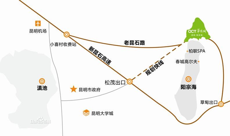 昆明华侨城云海谷高尔夫球会位置图及交通图